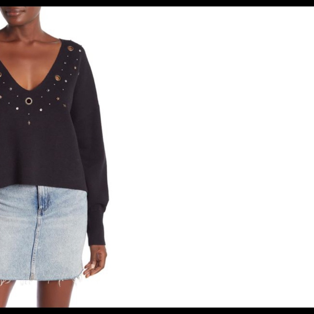 WILDFOX. Black Sweater, Stars, Stones & Grommets! - Picture 4 of 5